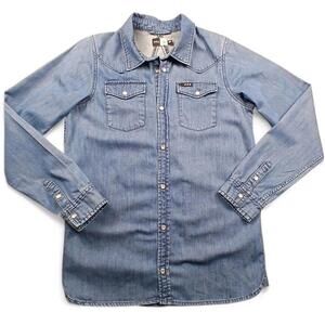Molo Riff Denim Shirt Blue Star Back Ado Size 13-14 | Chemise Jeans Étoile